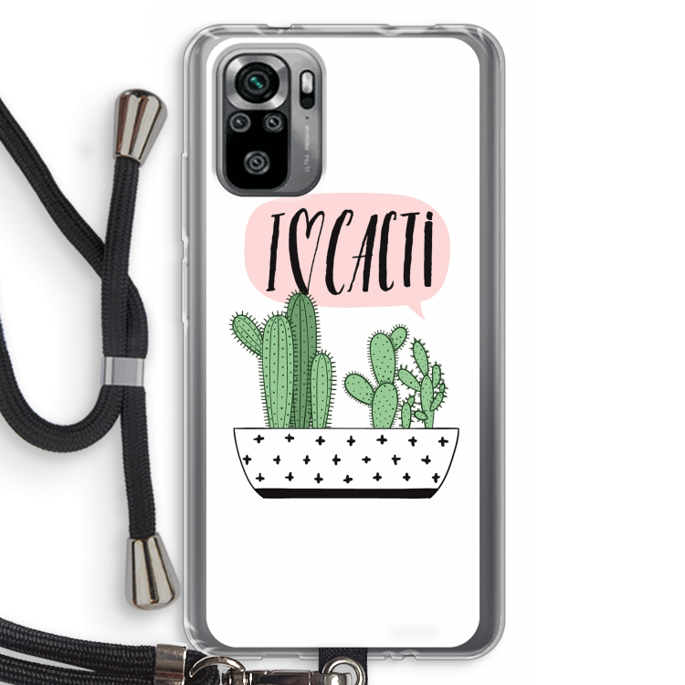 I love cacti: Xiaomi Redmi Note 10S Transparant Hoesje met koord