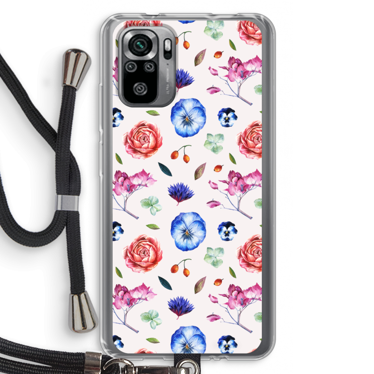 Bloemetjes: Xiaomi Redmi Note 10S Transparant Hoesje met koord