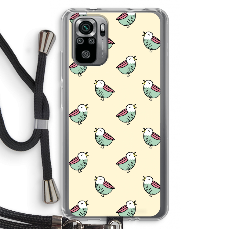 Vogeltjes: Xiaomi Redmi Note 10S Transparant Hoesje met koord