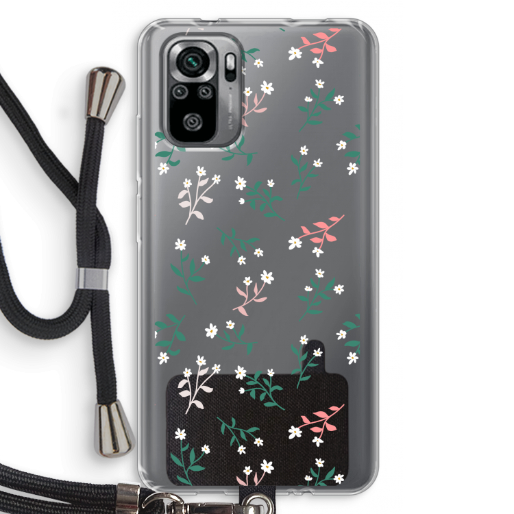 Small white flowers: Xiaomi Redmi Note 10S Transparant Hoesje met koord