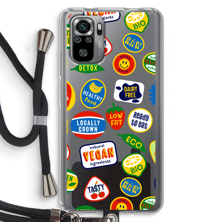 Fruitsticker: Xiaomi Redmi Note 10S Transparant Hoesje met koord