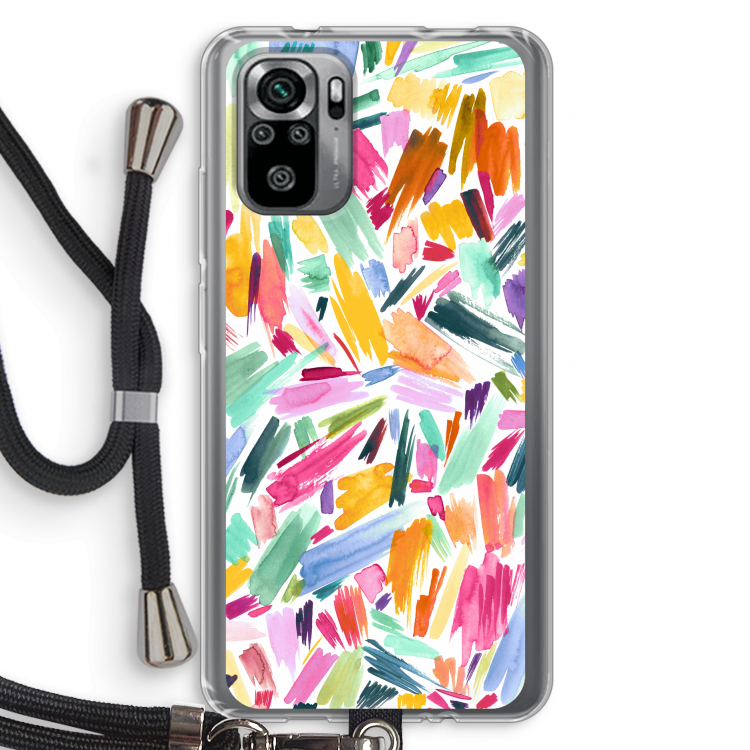 Watercolor Brushstrokes: Xiaomi Redmi Note 10S Transparant Hoesje met koord