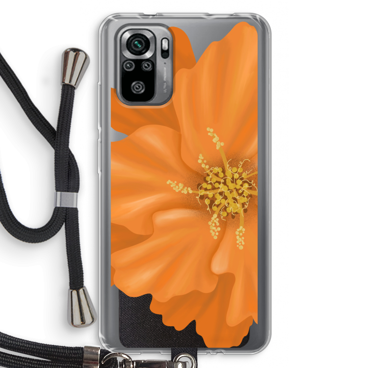 Orange Ellila flower: Xiaomi Redmi Note 10S Transparant Hoesje met koord