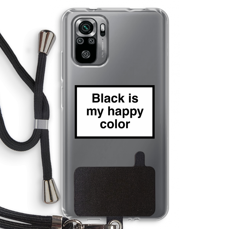 Black is my happy color: Xiaomi Redmi Note 10S Transparant Hoesje met koord