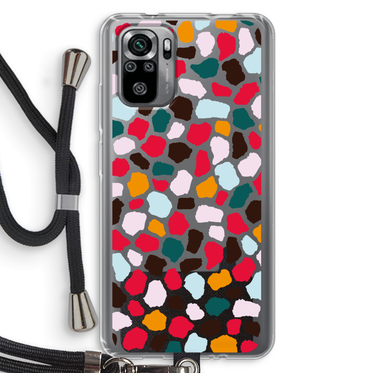 Colored Giraffe: Xiaomi Redmi Note 10S Transparant Hoesje met koord