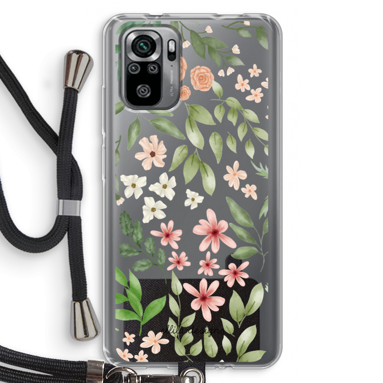 Botanical sweet flower heaven: Xiaomi Redmi Note 10S Transparant Hoesje met koord