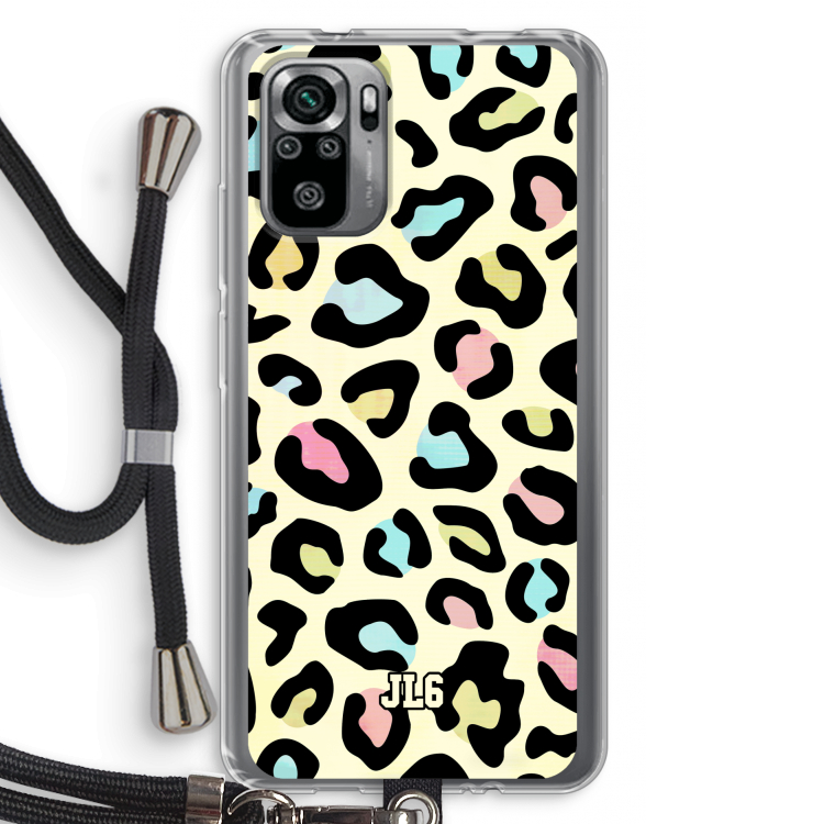Leopard pattern: Xiaomi Redmi Note 10S Transparant Hoesje met koord