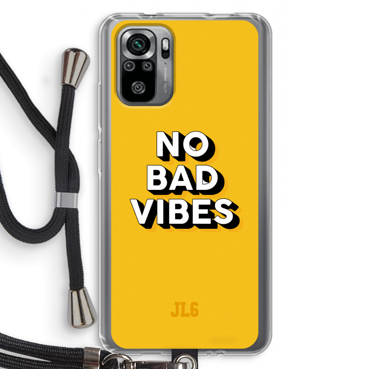 No Bad Vibes: Xiaomi Redmi Note 10S Transparant Hoesje met koord