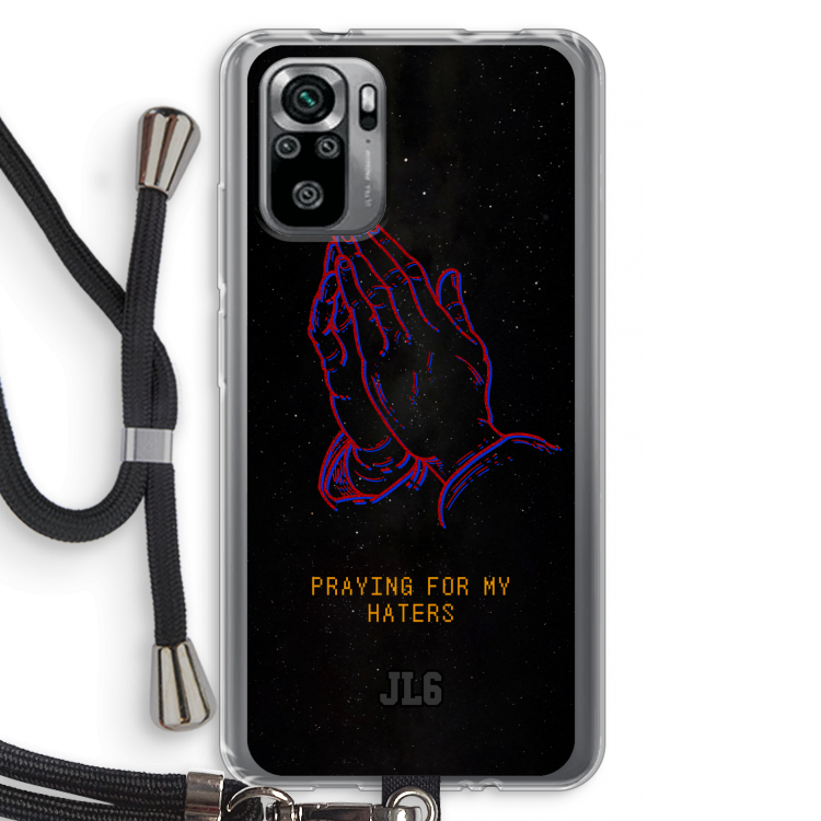 Praying For My Haters: Xiaomi Redmi Note 10S Transparant Hoesje met koord