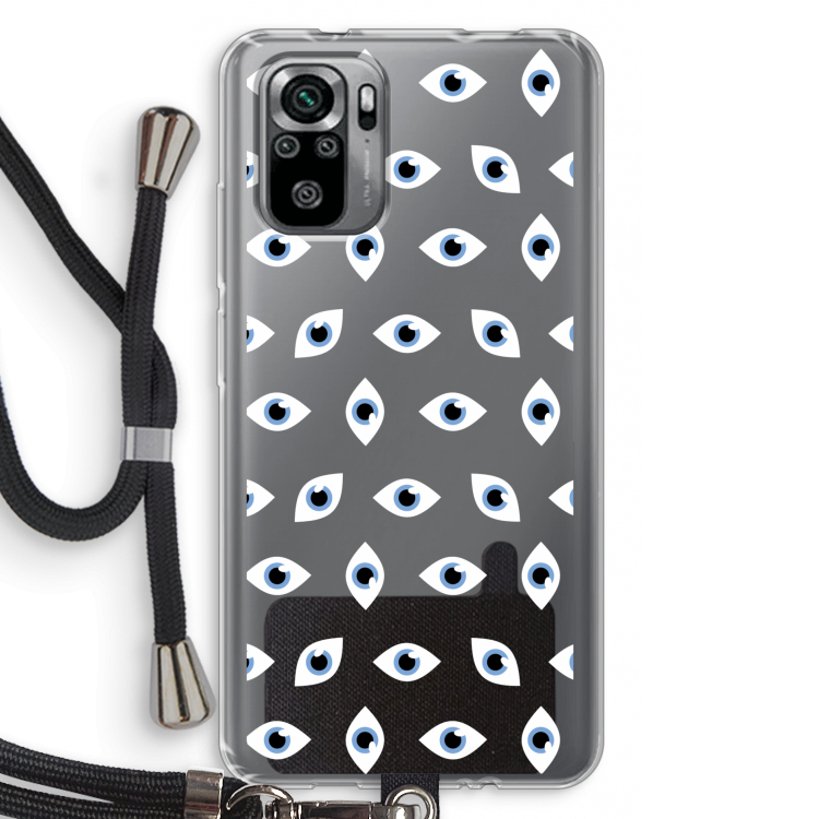 Eyes pattern: Xiaomi Redmi Note 10S Transparant Hoesje met koord