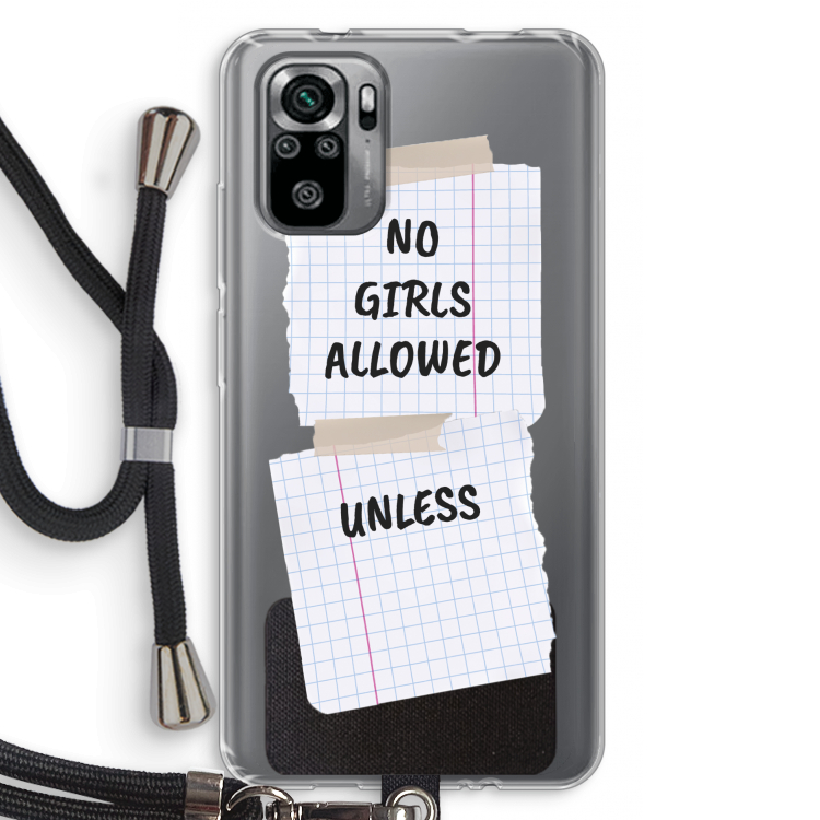 No Girls Allowed Unless: Xiaomi Redmi Note 10S Transparant Hoesje met koord