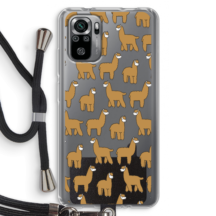 Alpacas: Xiaomi Redmi Note 10S Transparant Hoesje met koord