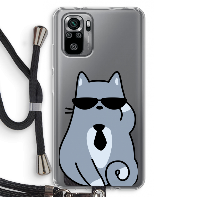 Cool cat: Xiaomi Redmi Note 10S Transparant Hoesje met koord