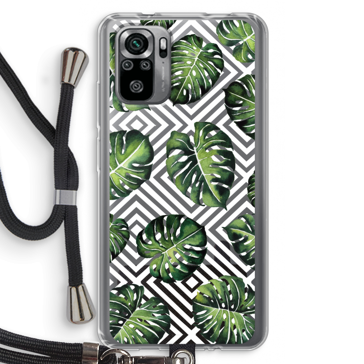 Geometrische jungle: Xiaomi Redmi Note 10S Transparant Hoesje met koord
