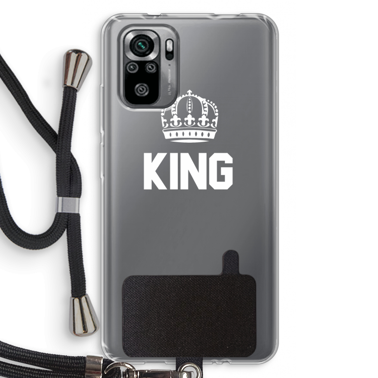 King zwart: Xiaomi Redmi Note 10S Transparant Hoesje met koord