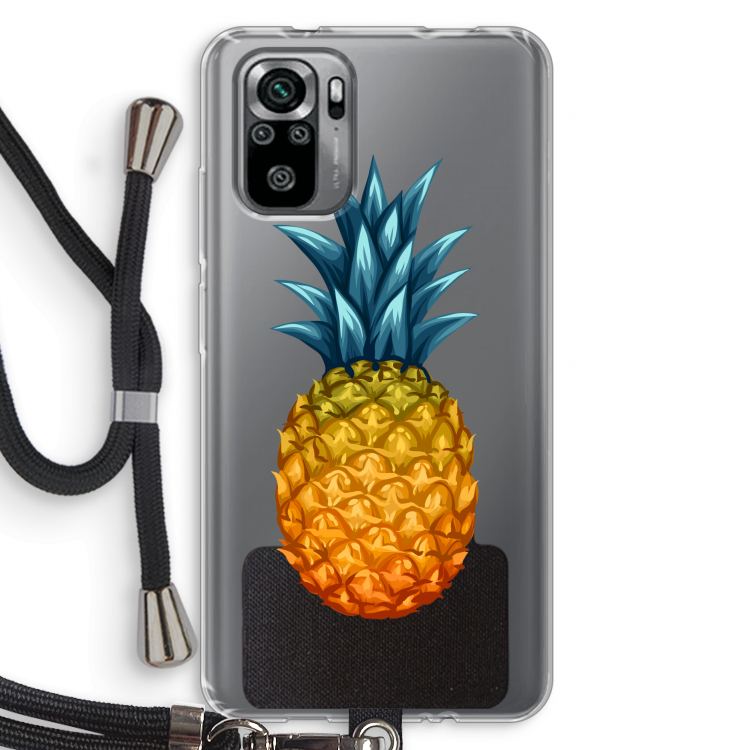 Grote ananas: Xiaomi Redmi Note 10S Transparant Hoesje met koord