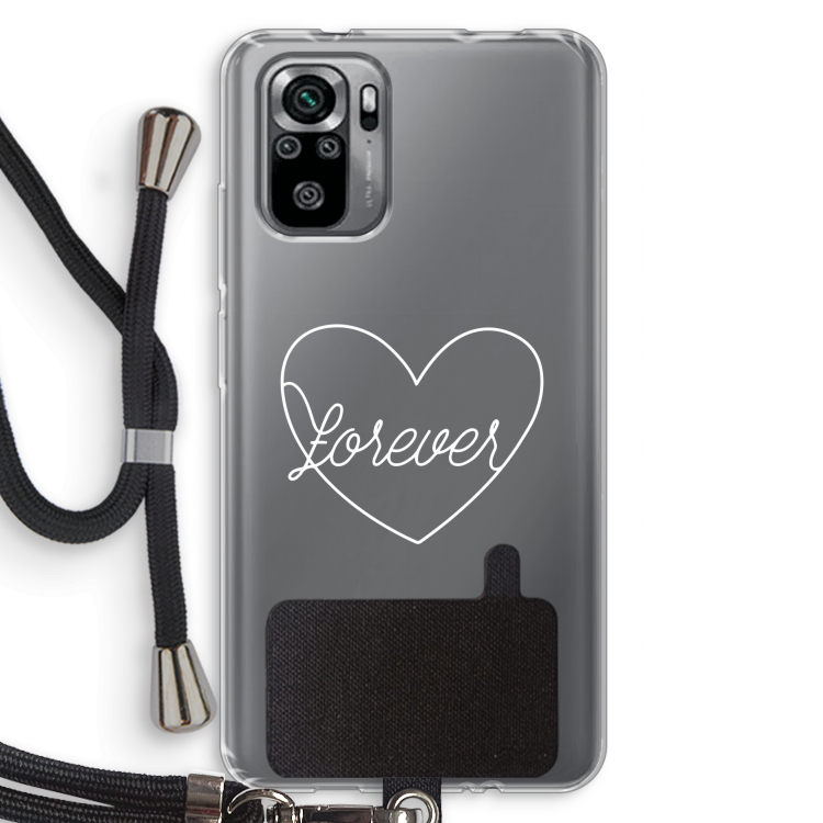 Forever heart pastel: Xiaomi Redmi Note 10S Transparant Hoesje met koord