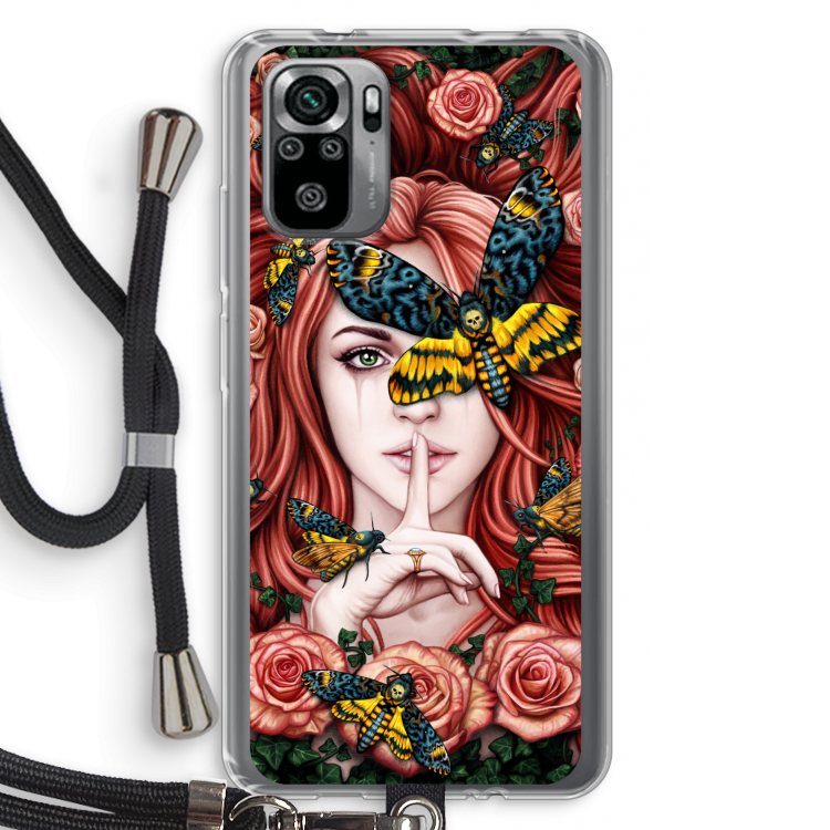 Lady Moth: Xiaomi Redmi Note 10S Transparant Hoesje met koord