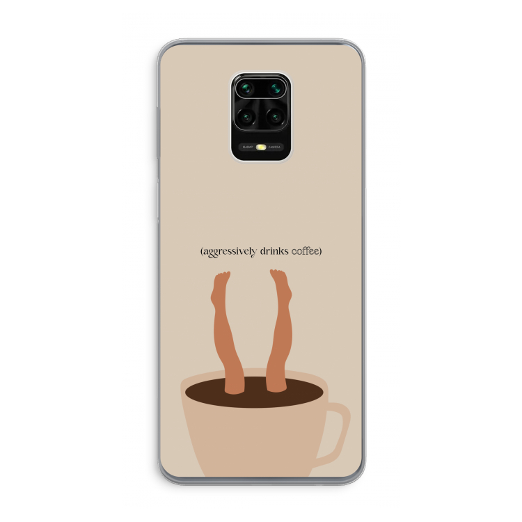 Aggressively drinks coffee: Xiaomi Redmi Note 9 Pro Transparant Hoesje