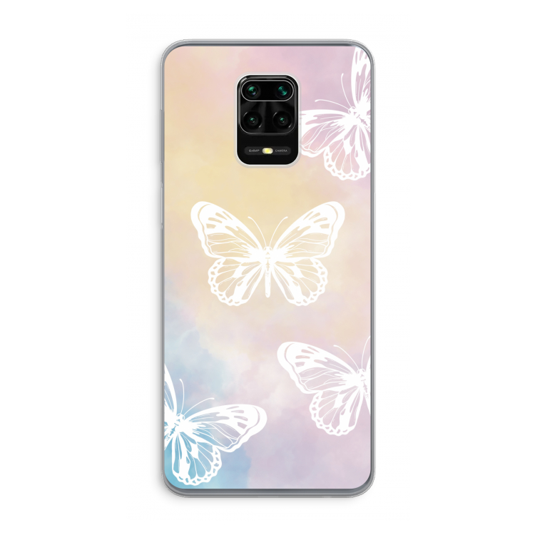 White butterfly: Xiaomi Redmi Note 9 Pro Transparant Hoesje