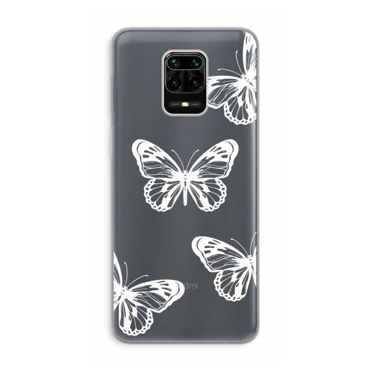 White butterfly: Xiaomi Redmi Note 9 Pro Transparant Hoesje