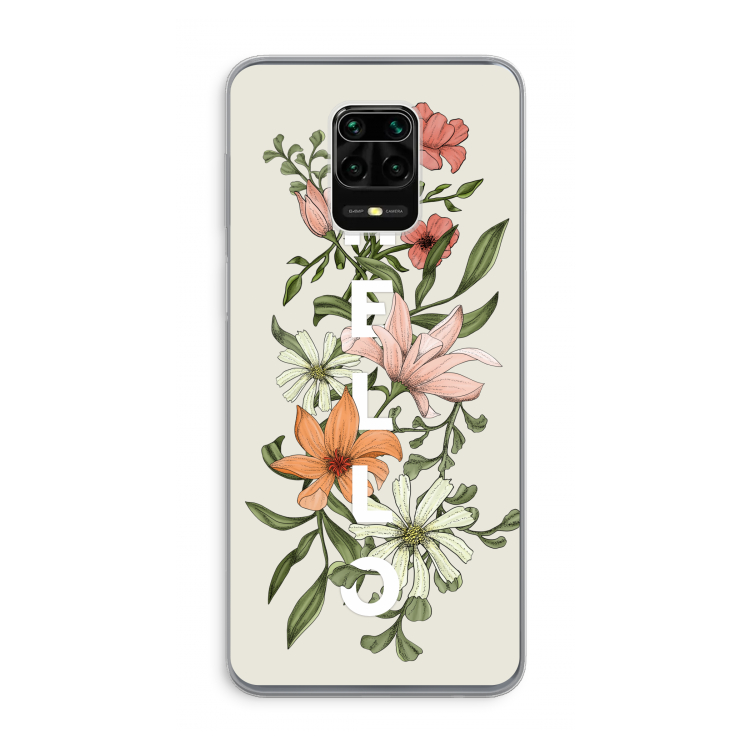 Hello bloemen: Xiaomi Redmi Note 9 Pro Transparant Hoesje