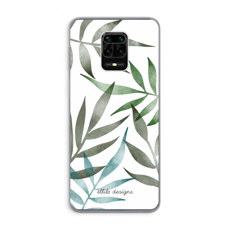 Tropical watercolor leaves: Xiaomi Redmi Note 9 Pro Transparant Hoesje