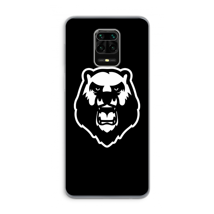 Angry Bear (black): Xiaomi Redmi Note 9 Pro Transparant Hoesje