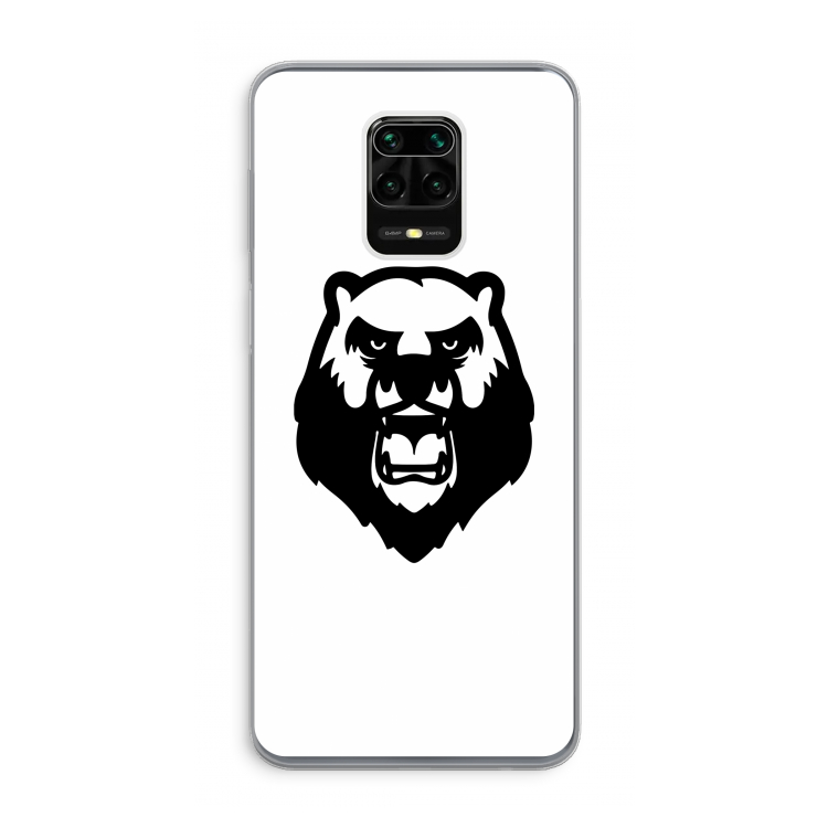 Angry Bear (white): Xiaomi Redmi Note 9 Pro Transparant Hoesje