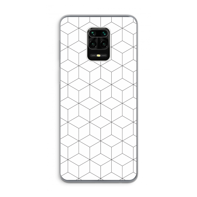 Zwart-witte kubussen: Xiaomi Redmi Note 9 Pro Transparant Hoesje