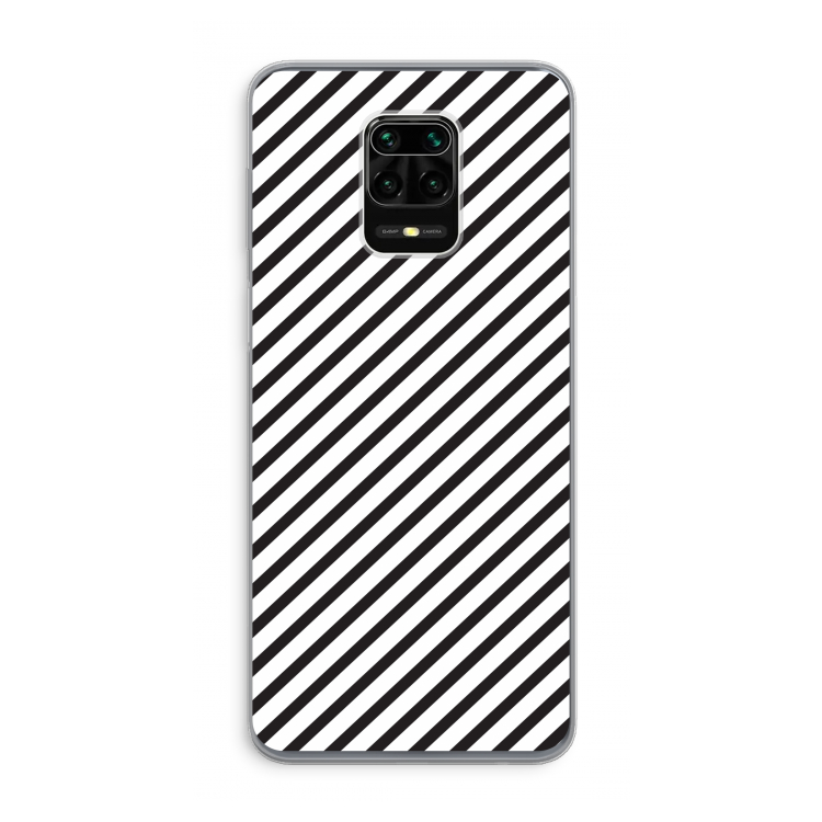 Strepen zwart-wit: Xiaomi Redmi Note 9 Pro Transparant Hoesje