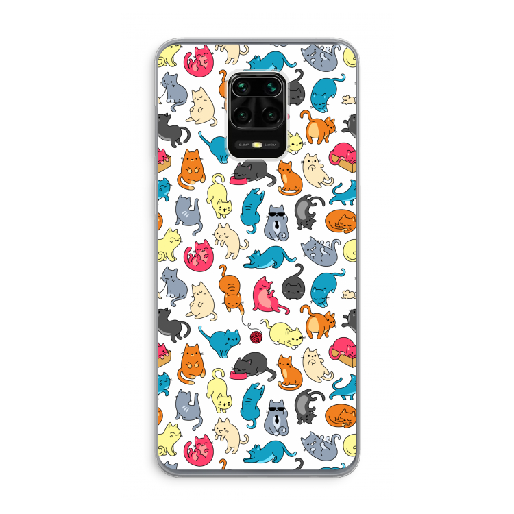 Kleurrijke katten: Xiaomi Redmi Note 9 Pro Transparant Hoesje