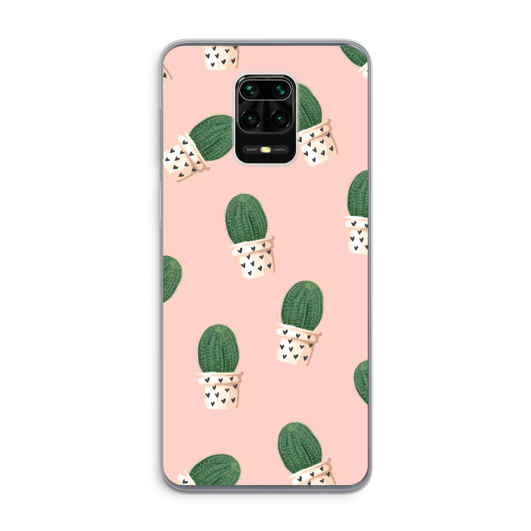 Cactusprint roze: Xiaomi Redmi Note 9 Pro Transparant Hoesje