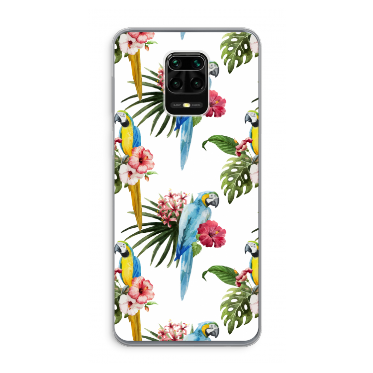 Kleurrijke papegaaien: Xiaomi Redmi Note 9 Pro Transparant Hoesje