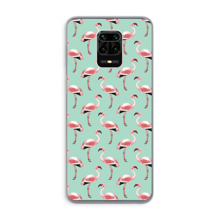 Flamingoprint groen: Xiaomi Redmi Note 9 Pro Transparant Hoesje