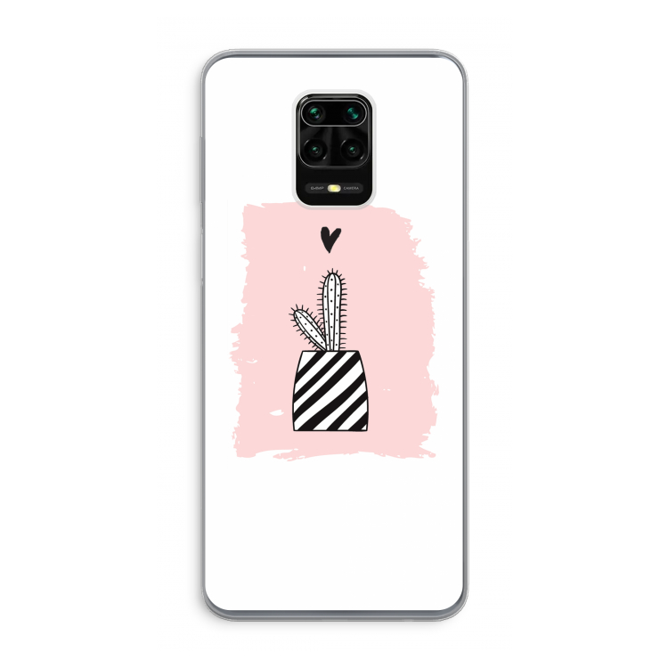 Zwart-wit cactus: Xiaomi Redmi Note 9 Pro Transparant Hoesje