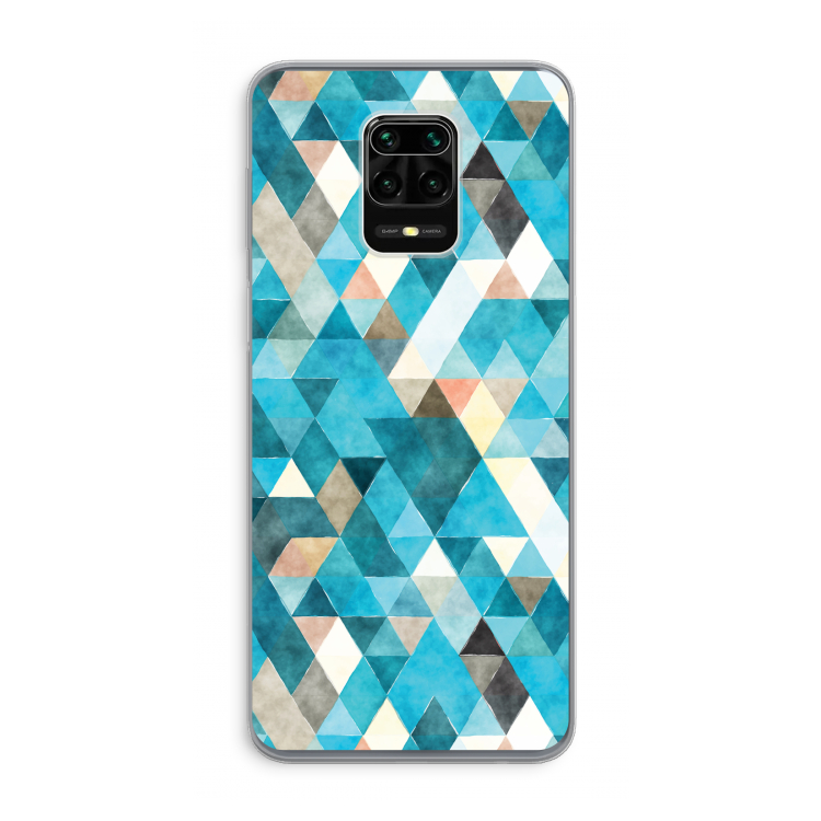 Gekleurde driehoekjes blauw: Xiaomi Redmi Note 9 Pro Transparant Hoesje