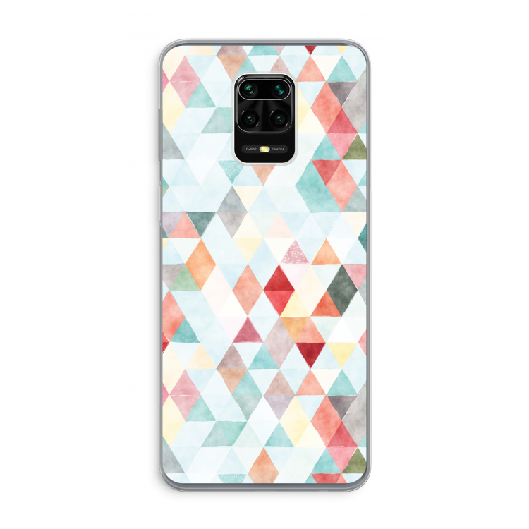 Gekleurde driehoekjes pastel: Xiaomi Redmi Note 9 Pro Transparant Hoesje