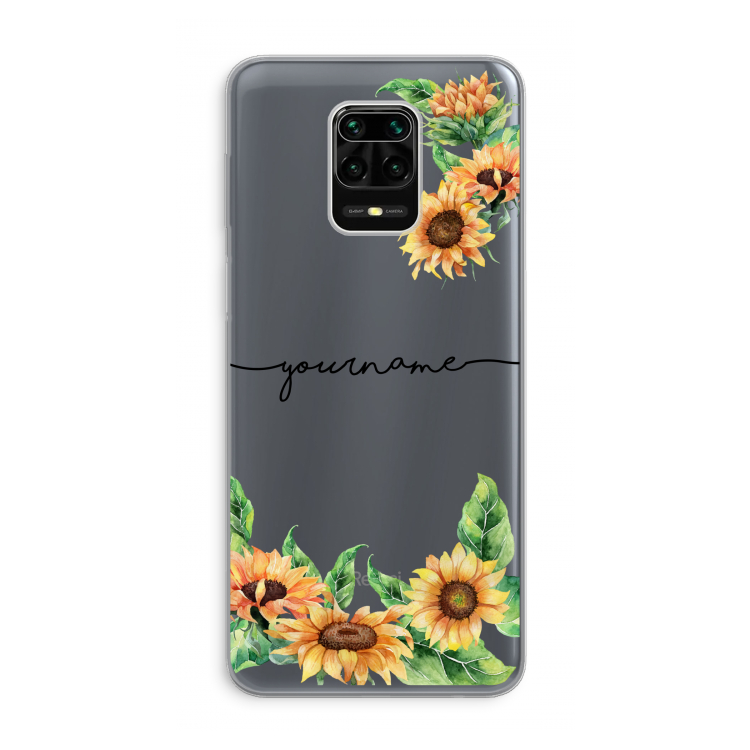 Zonnebloemen: Xiaomi Redmi Note 9 Pro Transparant Hoesje