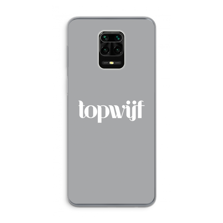Topwijf Grijs Wit: Xiaomi Redmi Note 9 Pro Transparant Hoesje
