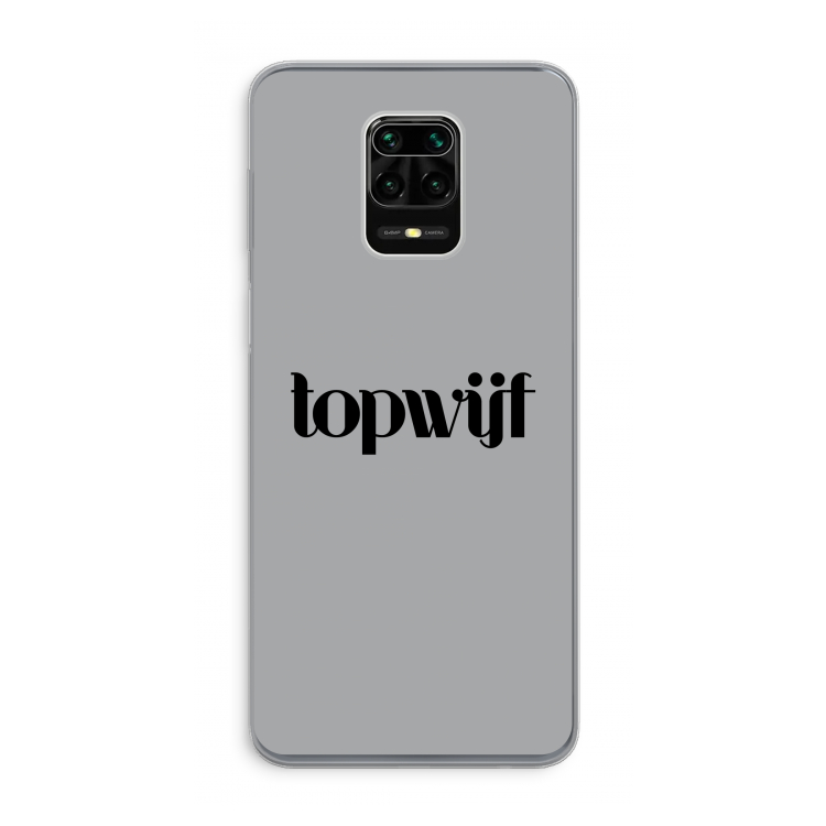 Topwijf Grijs Zwart: Xiaomi Redmi Note 9 Pro Transparant Hoesje