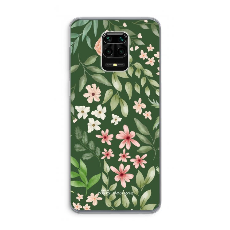 Botanical green sweet flower heaven: Xiaomi Redmi Note 9 Pro Transparant Hoesje