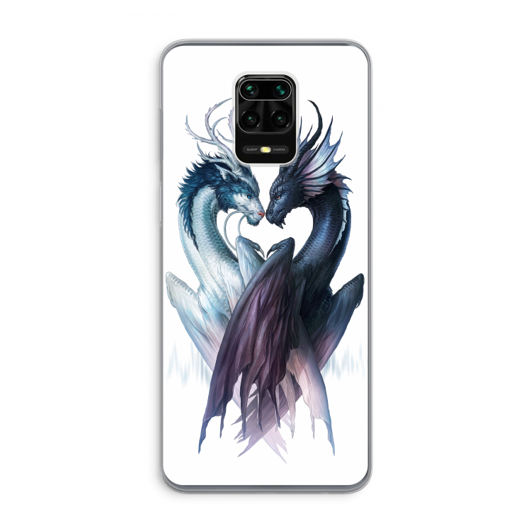 Yin Yang Dragons: Xiaomi Redmi Note 9 Pro Transparant Hoesje