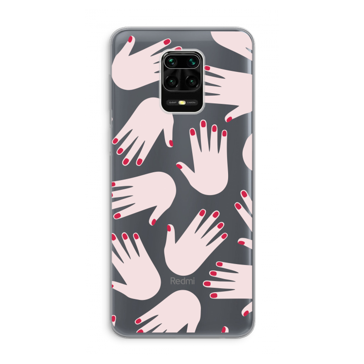 Hands pink: Xiaomi Redmi Note 9 Pro Transparant Hoesje