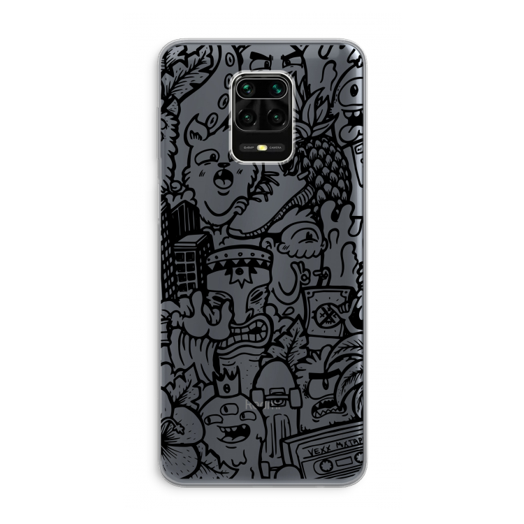 Vexx Black Mixtape: Xiaomi Redmi Note 9 Pro Transparant Hoesje