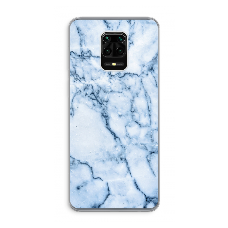 Blauw marmer: Xiaomi Redmi Note 9 Pro Transparant Hoesje