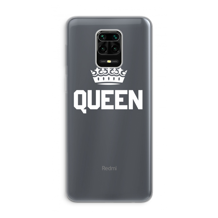 Queen zwart: Xiaomi Redmi Note 9 Pro Transparant Hoesje