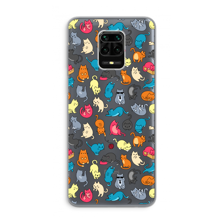 Kleurrijke katten: Xiaomi Redmi Note 9 Pro Transparant Hoesje