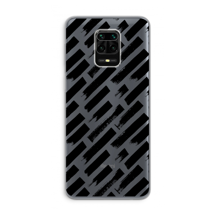 Zwarte vegen: Xiaomi Redmi Note 9 Pro Transparant Hoesje