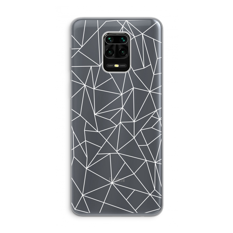 Geometrische lijnen wit: Xiaomi Redmi Note 9 Pro Transparant Hoesje